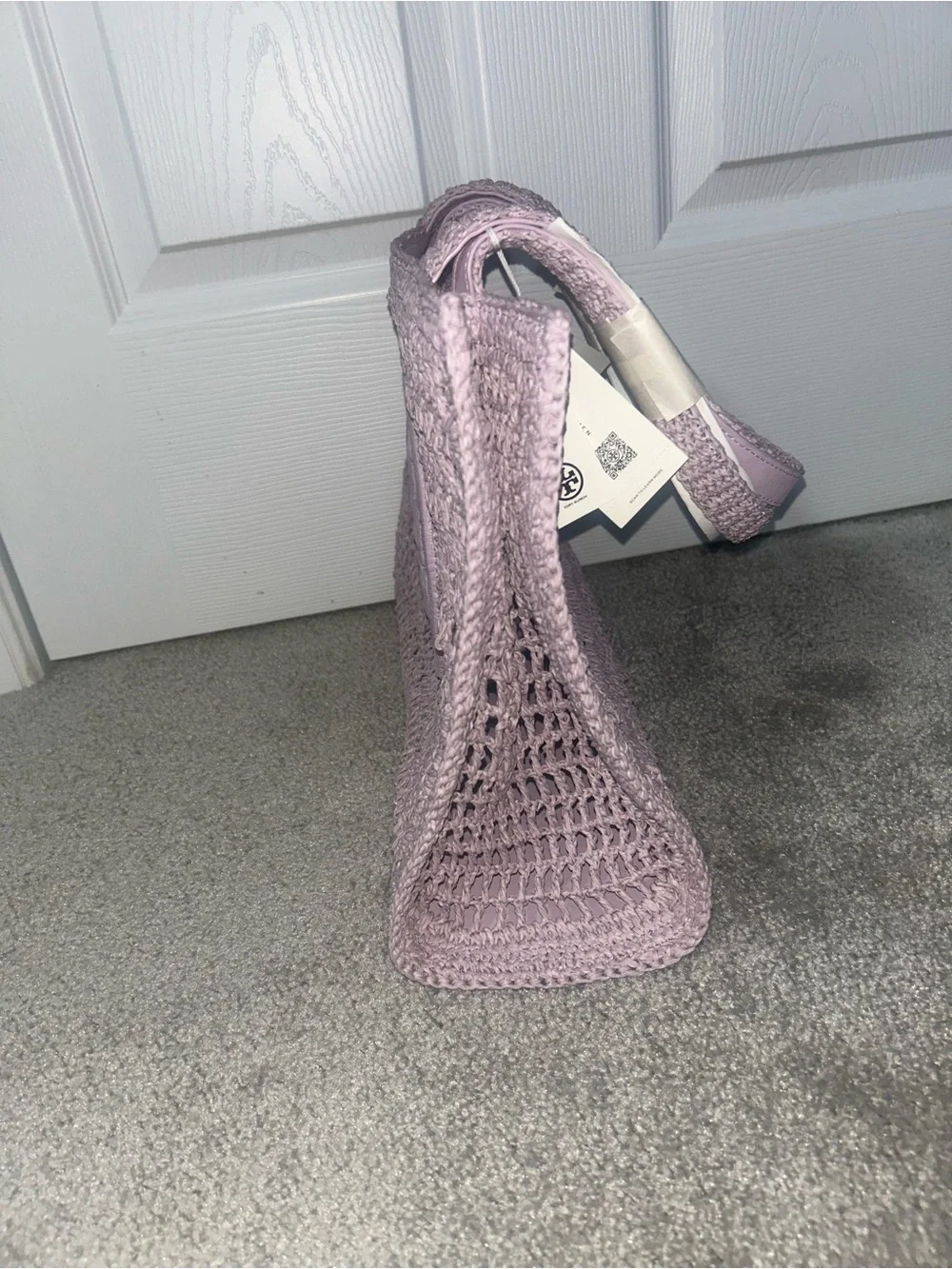 Tory Burch Lavender Crochet Logo Tote